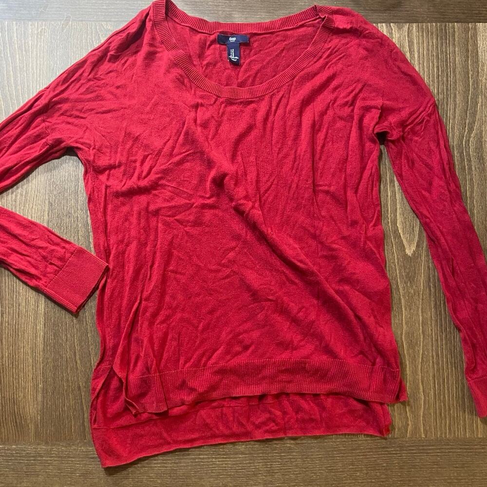 Gap Red Long Sleeve Crew Neck Sweater, Sz S